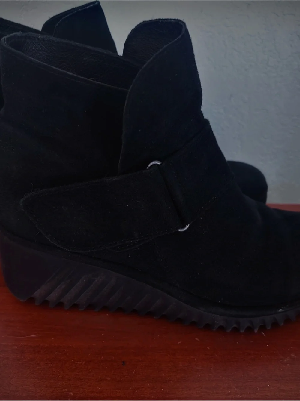 Fly London Black Suede Wedge Ankle Booties - Picture 2 of 6